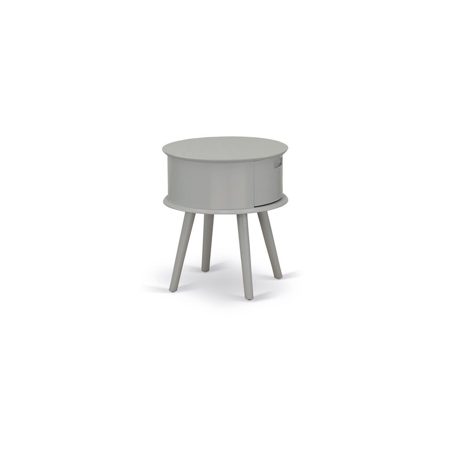 Gordon Round Night Stand End Table With Drawer in Urban Gray Finish