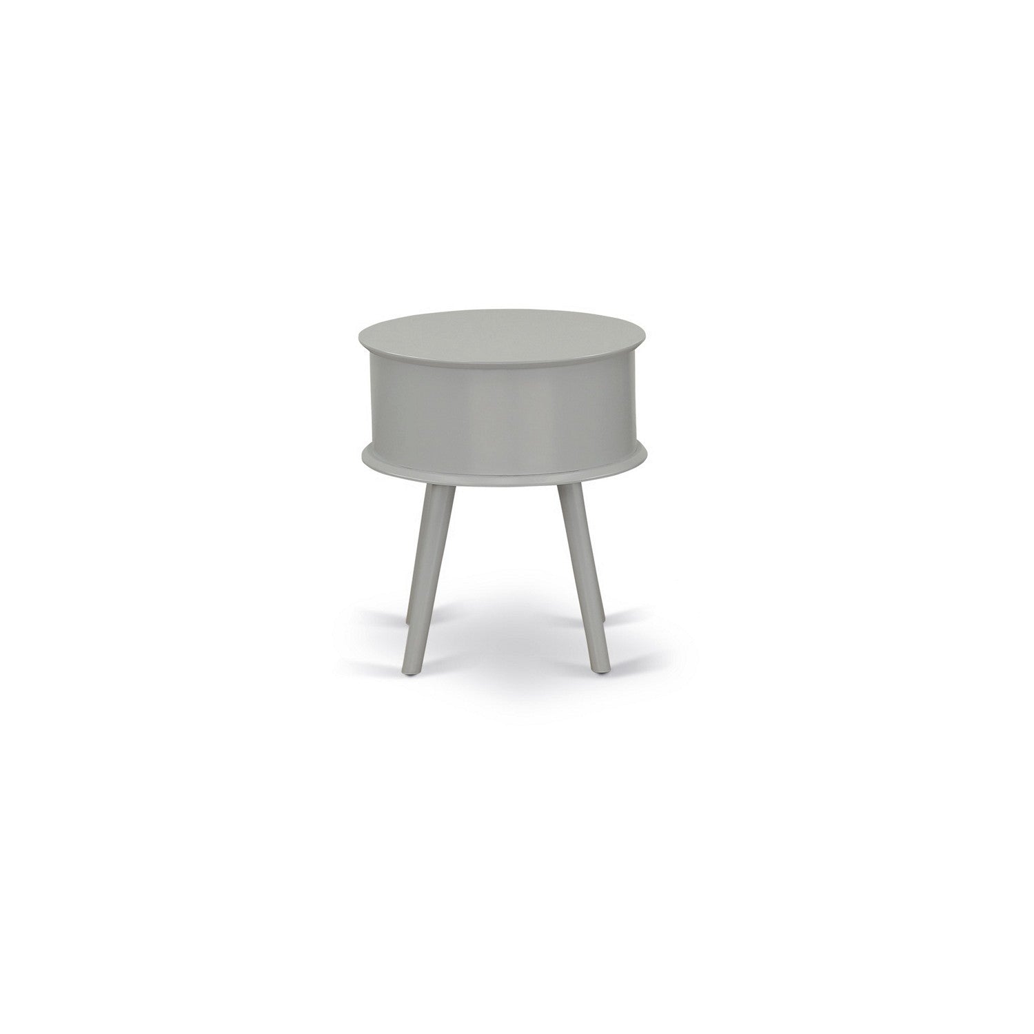 Gordon Round Night Stand End Table With Drawer in Urban Gray Finish