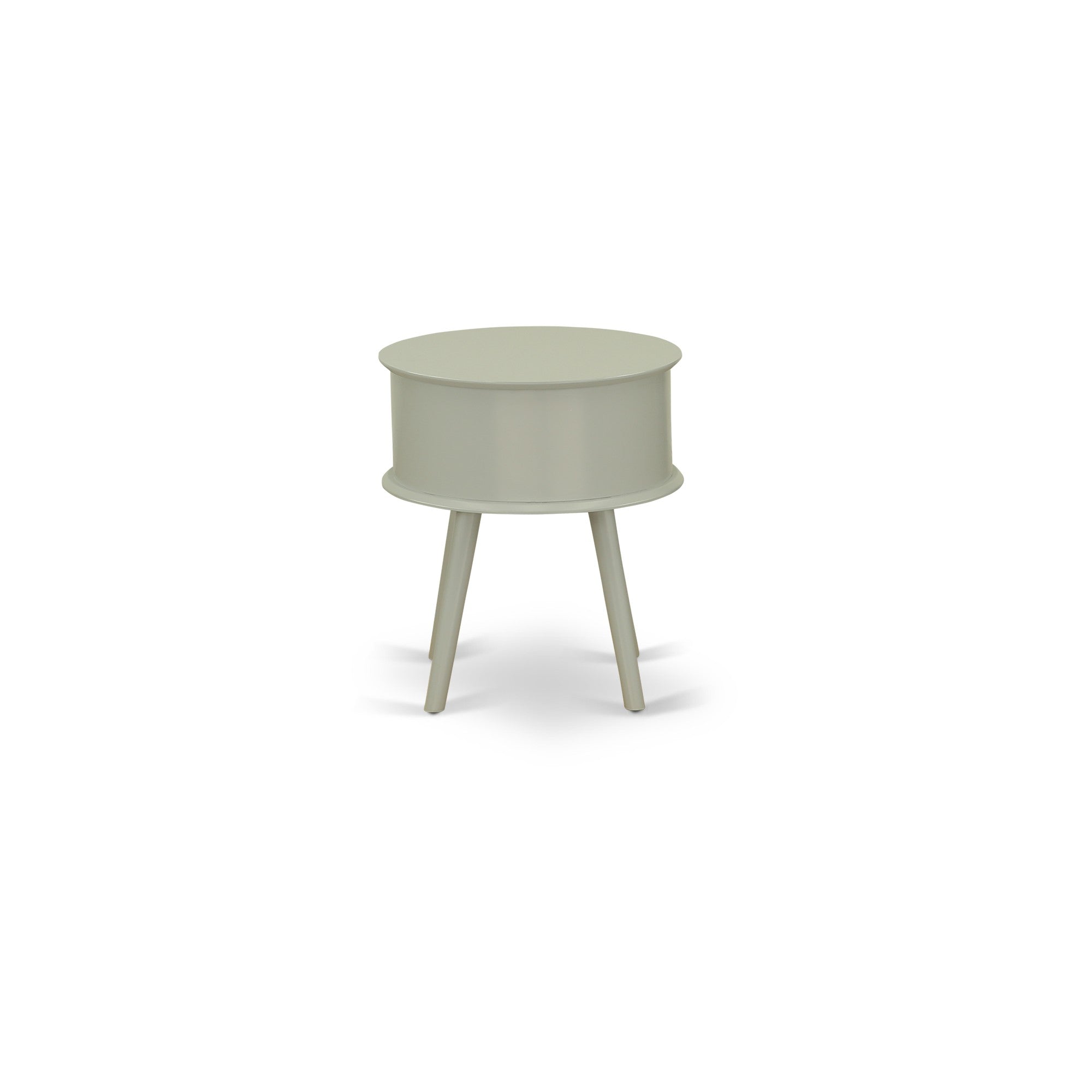 Gordon Round Night Stand End Table With Drawer in Urban Gray Finish