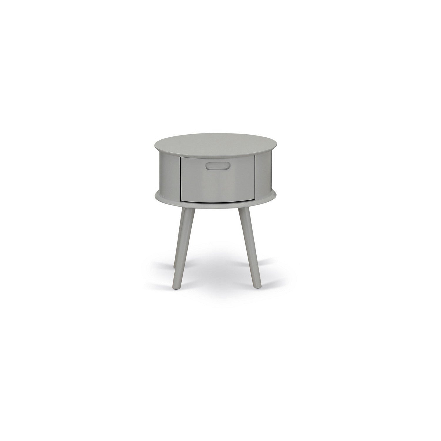 Gordon Round Night Stand End Table With Drawer in Urban Gray Finish