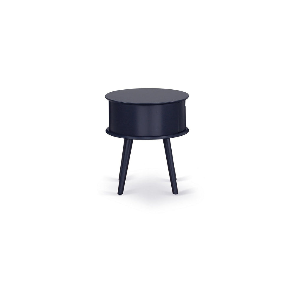 Mesita de noche redonda Gordon GONE15 de East West Furniture con cajón en acabado azul marino