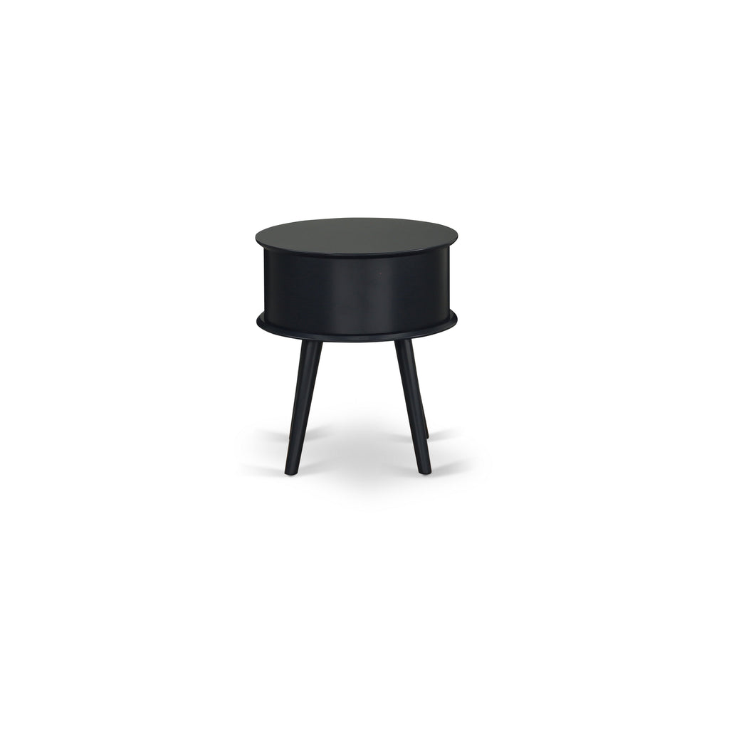 Mesita de noche redonda Gordon GONE15 de East West Furniture con cajón en acabado azul marino