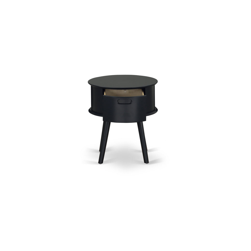 Mesita de noche redonda Gordon GONE15 de East West Furniture con cajón en acabado azul marino