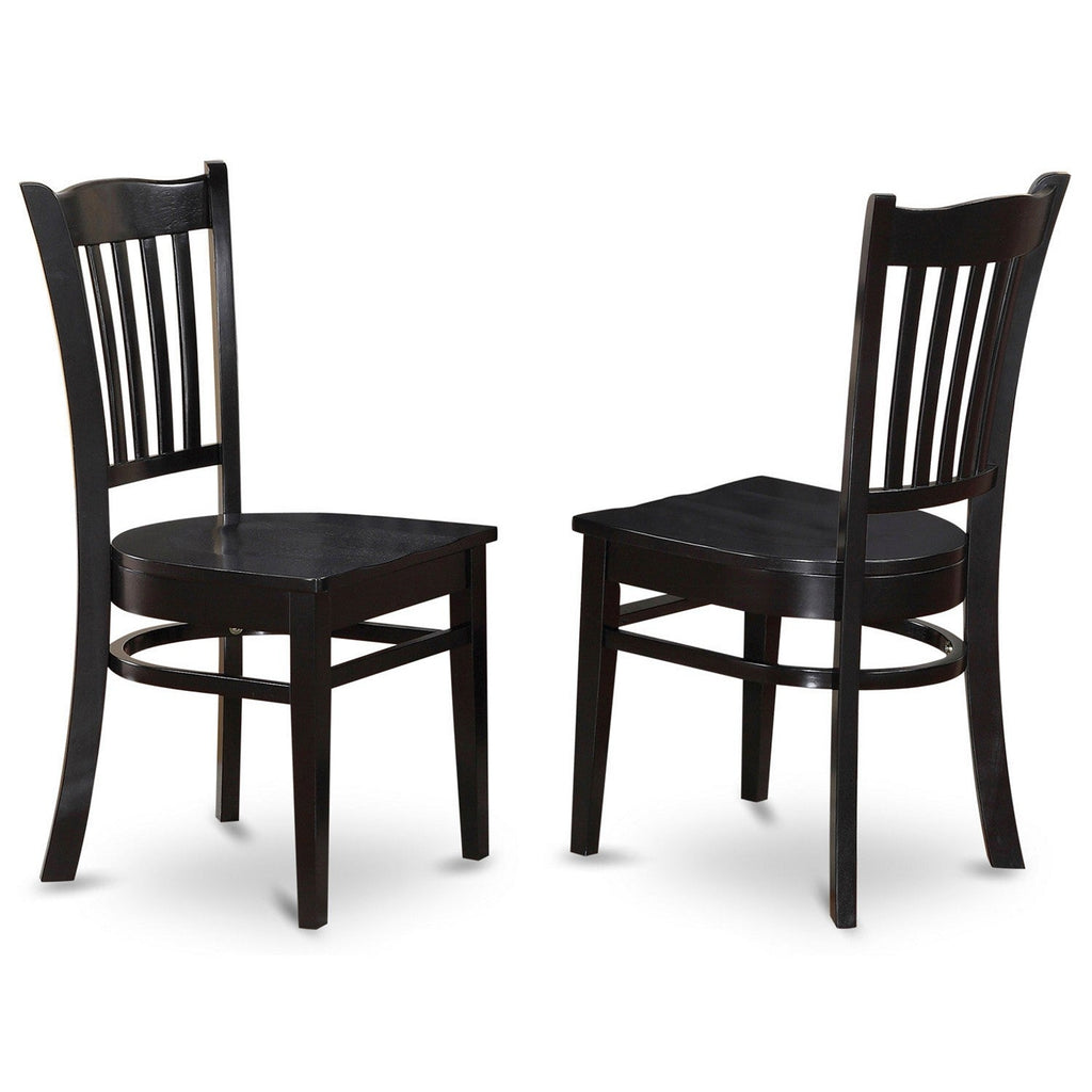 El juego de mesa de comedor moderno East West Furniture LGGR9-BLK-W de 9 piezas incluye una mesa rectangular de madera con diseño de hojas de mariposa y 8 sillas de comedor.