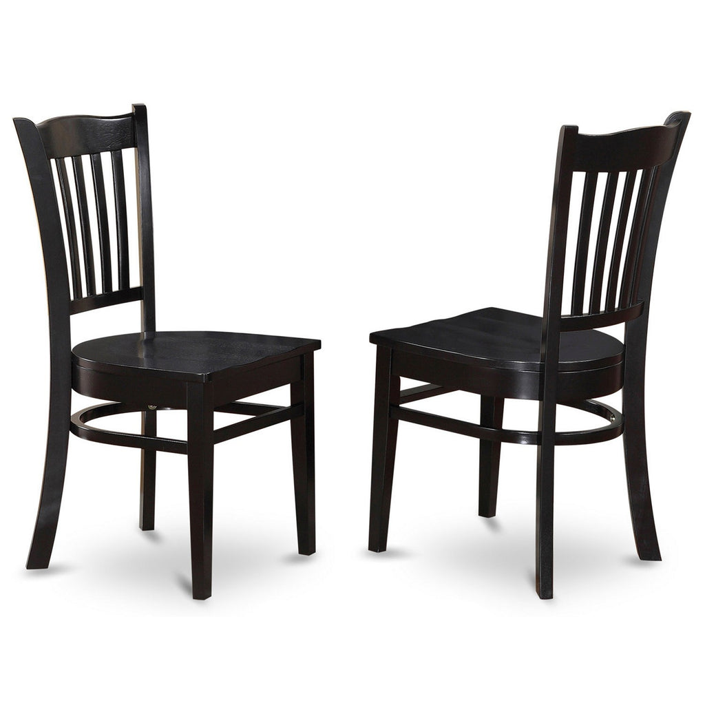 El juego de mesa de comedor de 5 piezas DLGR5-BLK-W de East West Furniture incluye una mesa de comedor redonda con alas abatibles y 4 sillas con asiento de madera.