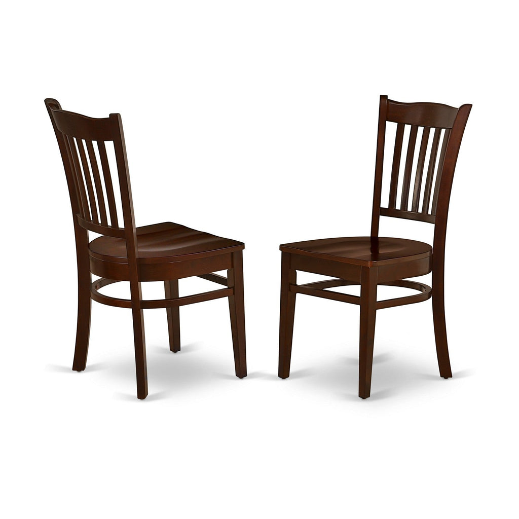 East West Furniture ESGR3-MAH-W 3 Piece Dining Set Contains a Round Dining Room Table with Pedestal and 2 Kitchen Chairs