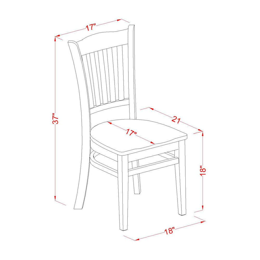 East West Furniture GRC-MAH-W Groton Dining Room Chairs - Slat Back Wood Seat Chairs, Set of 2, Mahogany