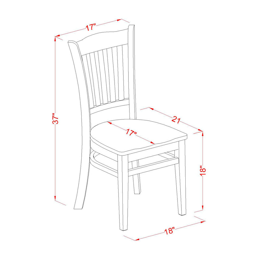 East West Furniture GRC-OAK-W Groton Kitchen Dining Chairs - Slat Back Wooden Seat Chairs, Set of 2, Oak