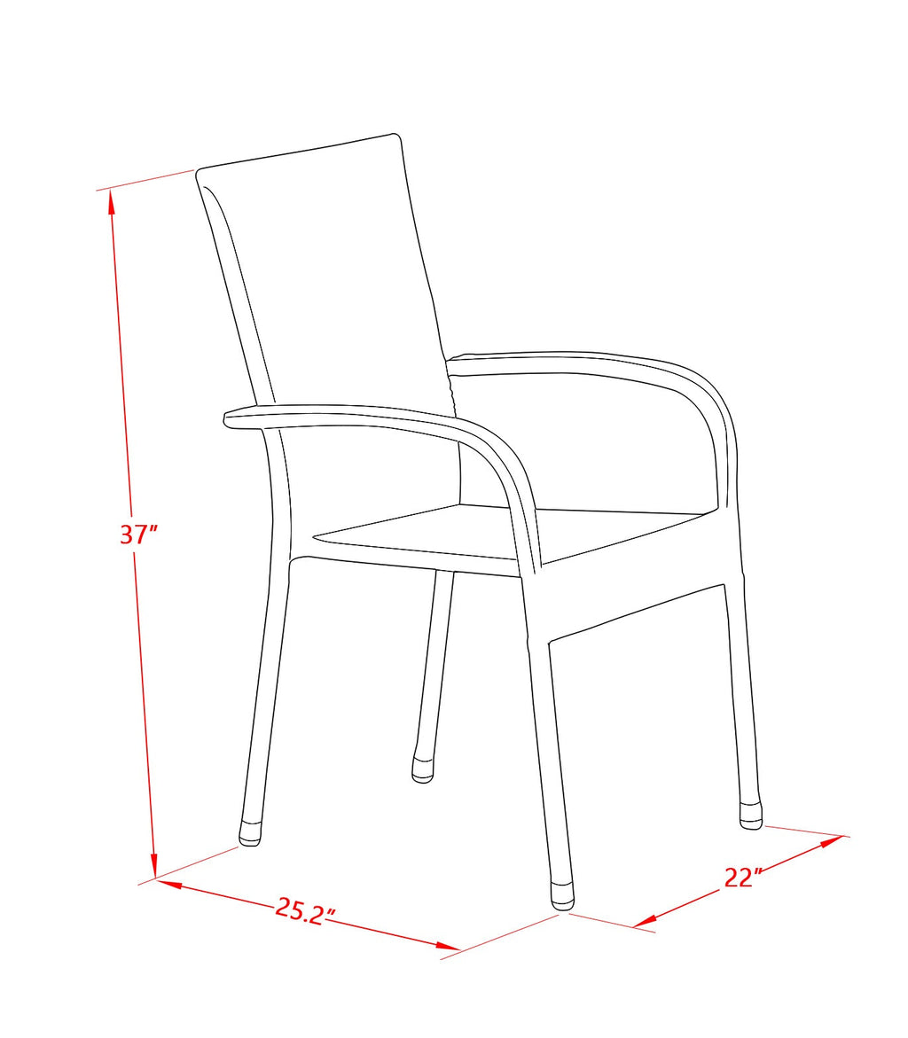 East West Furniture GUGU5-03A 5 Piece Outdoor Patio Conversation Sets Includes a Rectangle Wicker Dining Table with Glass Top and 4 Balcony Backyard Armchair with Cushion, 36x60 Inch, Natural Linen