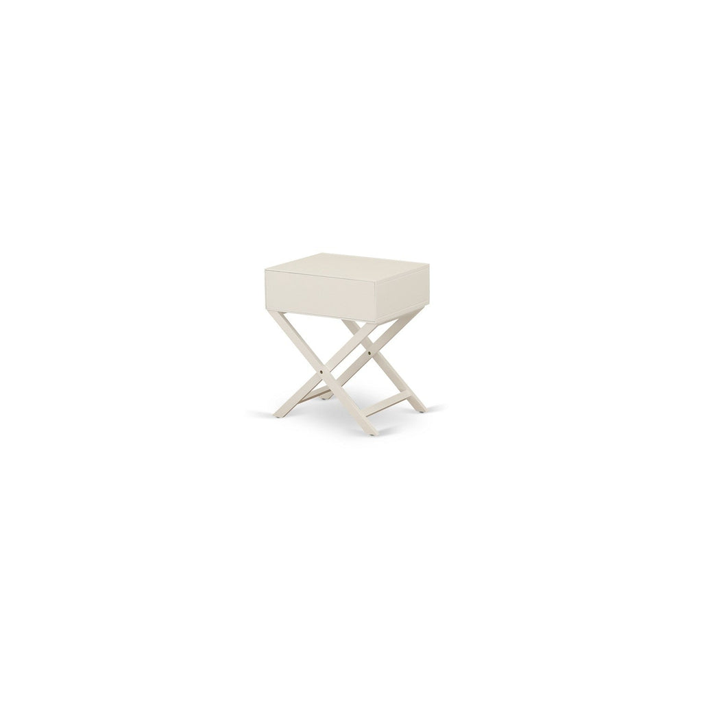Juego de cama Fannin Queen de 2 piezas FN08Q-1HAE0 de East West Furniture con estructura de madera Queen y mesita de noche - Tela de lino beige niebla
