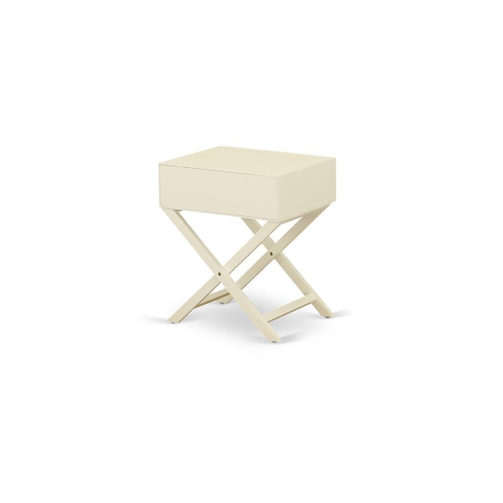 East West Furniture HANE05 Hamilton Square Night Stand End Table With Drawer in White Finish