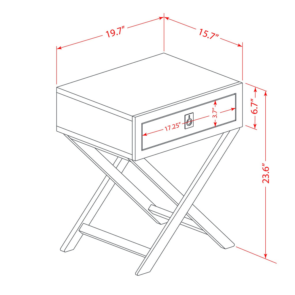 East West Furniture HANE11 Hamilton Square Night Stand End Table With Drawer in Black Finish