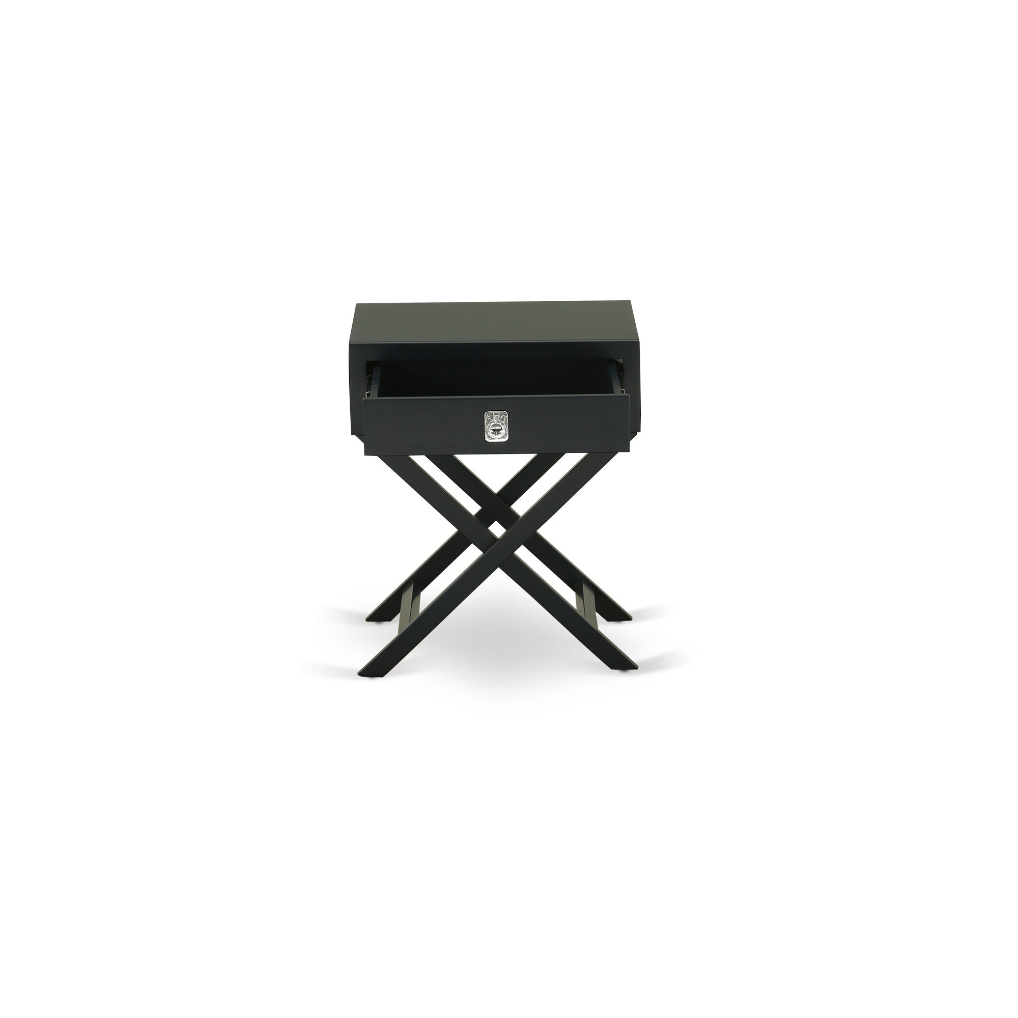 Hamilton Square Night Stand End Table With Drawer in Black Finish