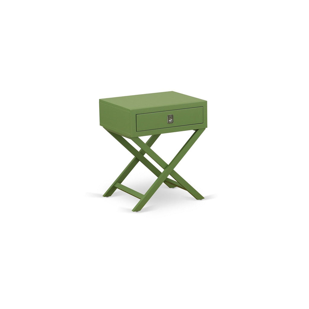 East West Furniture HANE12 Hamilton Square Night Stand End Table With Drawer in Clover Green Finish