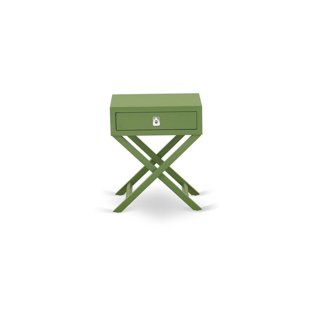 East West Furniture HANE12 Hamilton Square Night Stand End Table With Drawer in Clover Green Finish