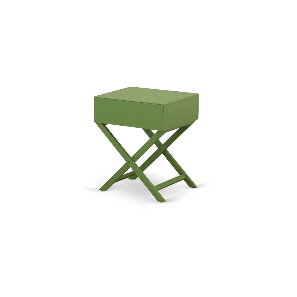 East West Furniture HANE12 Hamilton Square Night Stand End Table With Drawer in Clover Green Finish