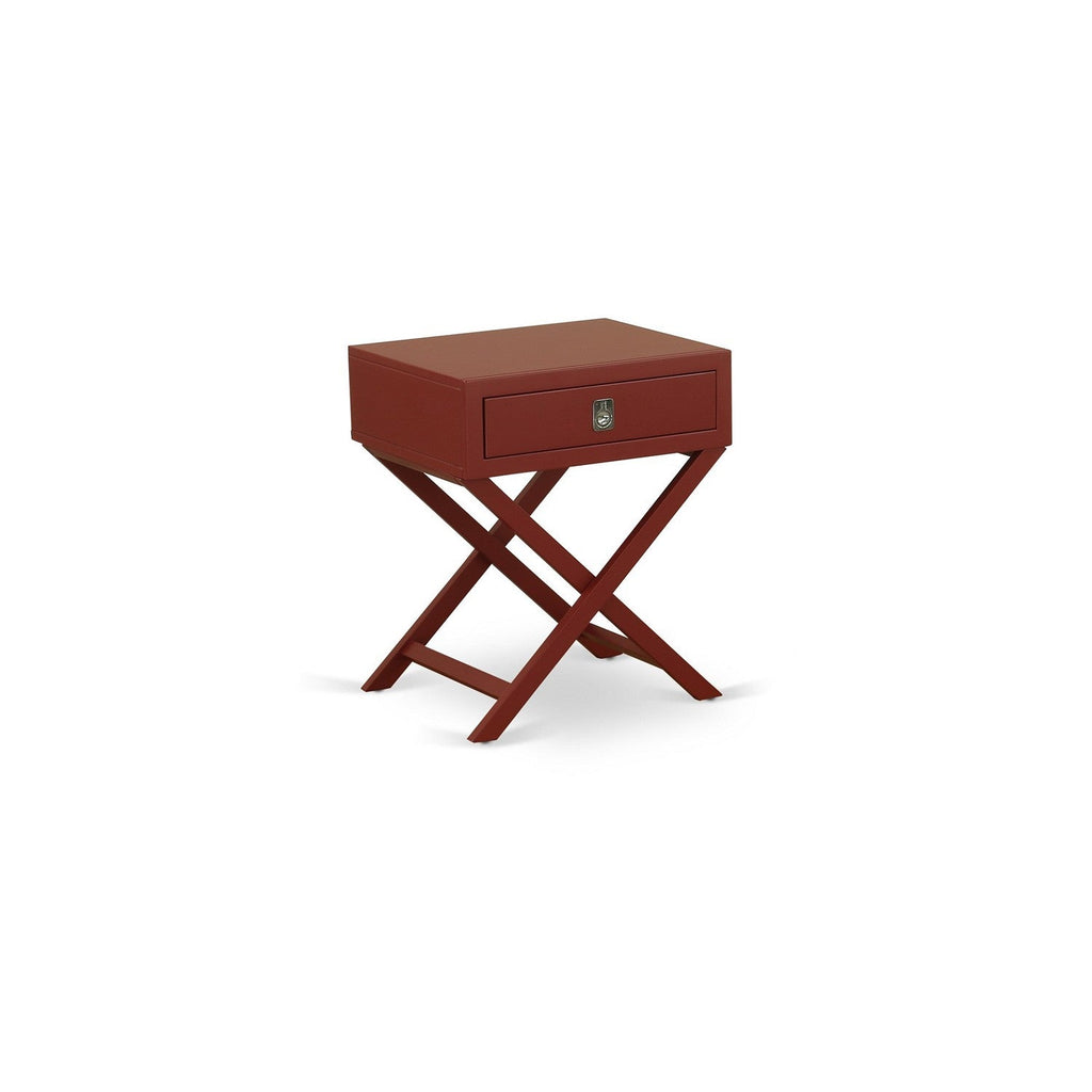 East West Furniture HANE13 Hamilton Square Night Stand End Table With Drawer in Burgundy Finish