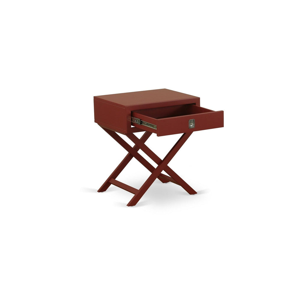 East West Furniture HANE13 Hamilton Square Night Stand End Table With Drawer in Burgundy Finish