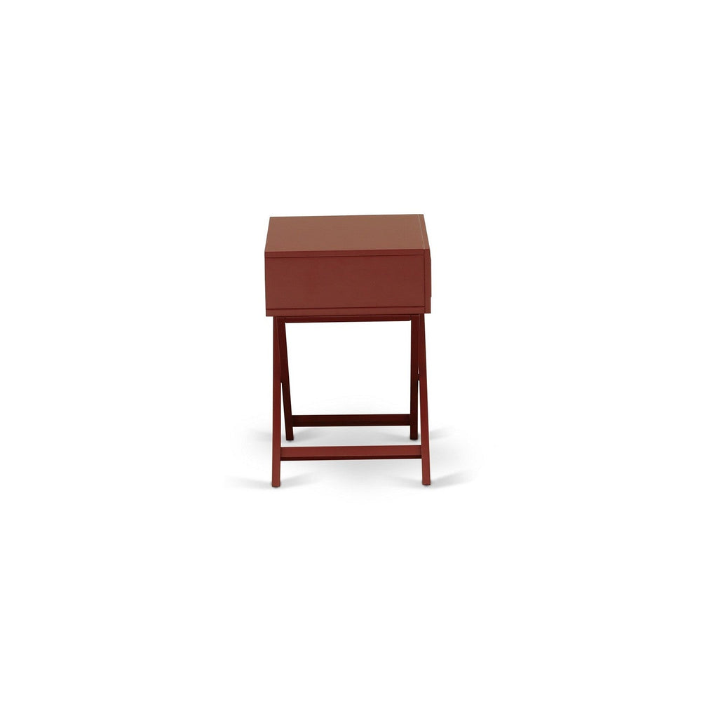 East West Furniture HANE13 Hamilton Square Night Stand End Table With Drawer in Burgundy Finish