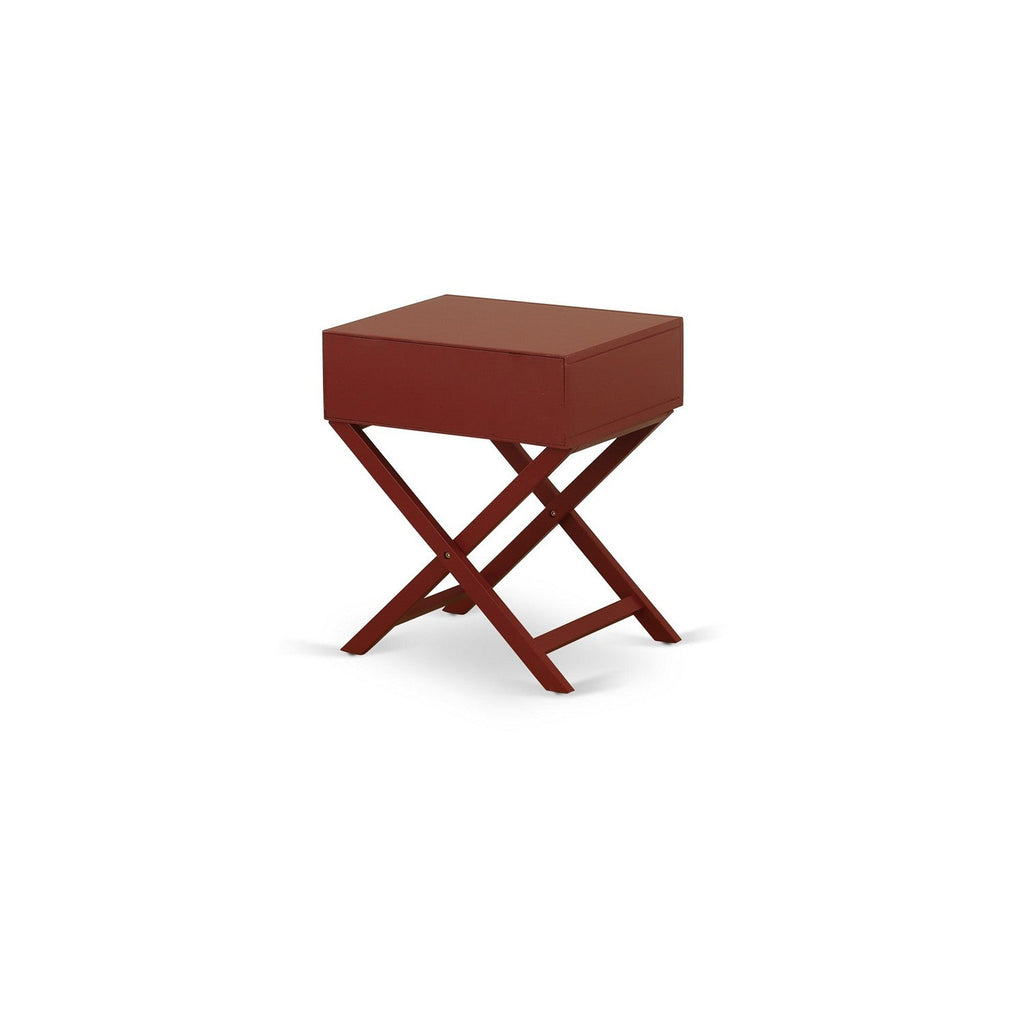 East West Furniture HANE13 Hamilton Square Night Stand End Table With Drawer in Burgundy Finish