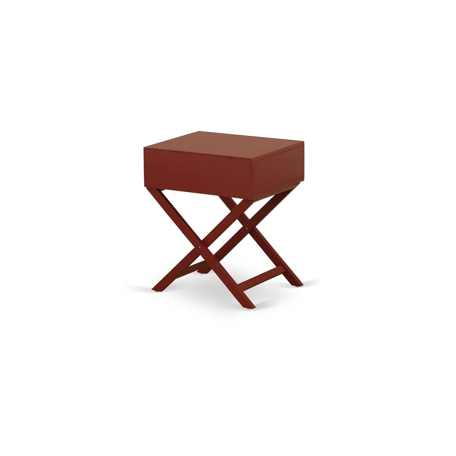 Juego de cama tamaño king de 2 piezas East West Furniture NL14K-1HA13 con estructura capitoné, cabecera tapizada en terciopelo marrón topo y mesita de noche con acabado burdeos.