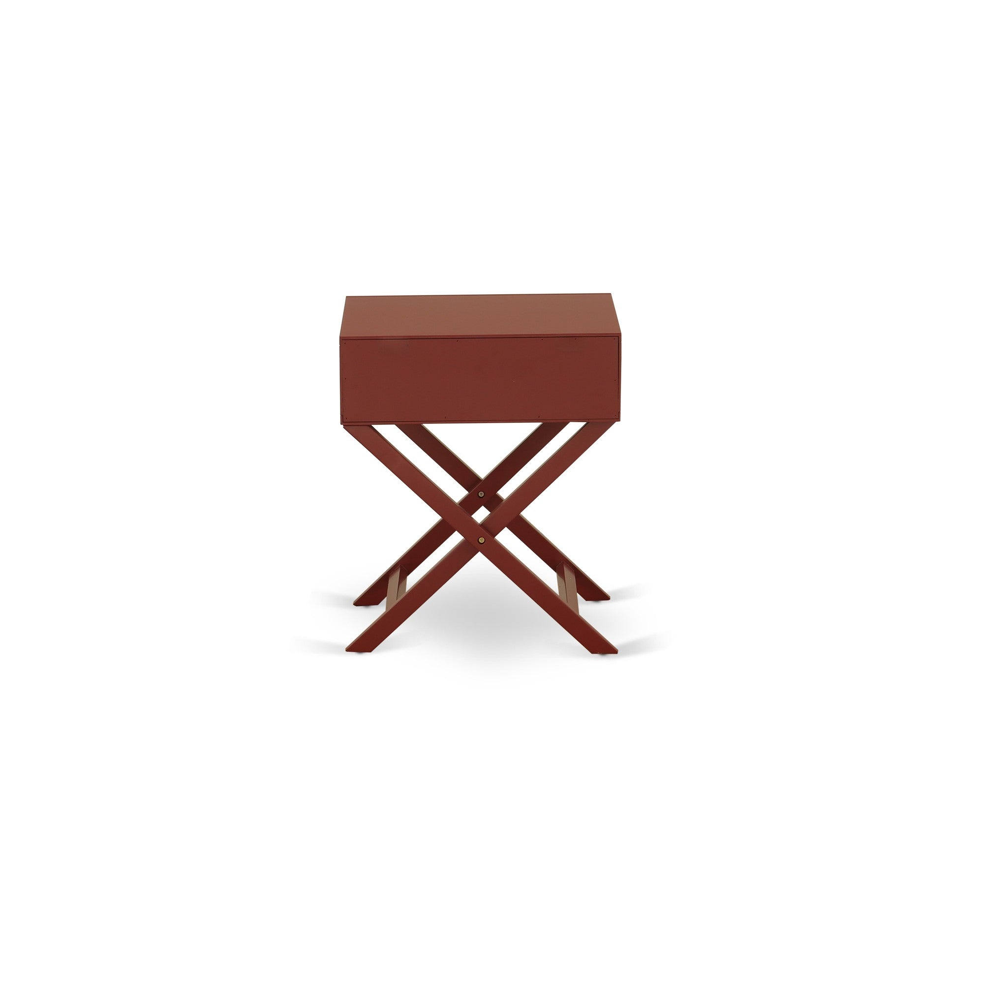 Juego de cama tamaño king de 2 piezas East West Furniture NL14K-1HA13 con estructura capitoné, cabecera tapizada en terciopelo marrón topo y mesita de noche con acabado burdeos.