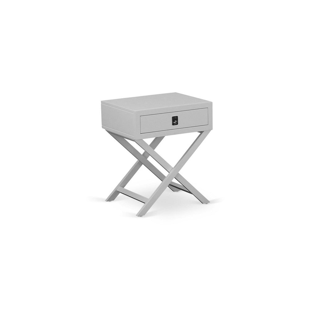 East West Furniture HANE14 Hamilton Square Night Stand End Table With Drawer in Urban Gray Finish