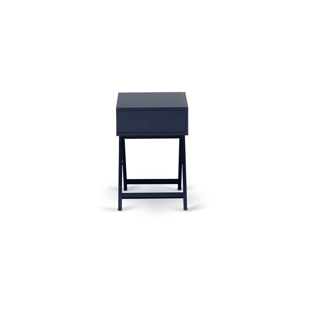 East West Furniture HANE15 Hamilton Square Night Stand End Table With Drawer in Navy Blue Finish