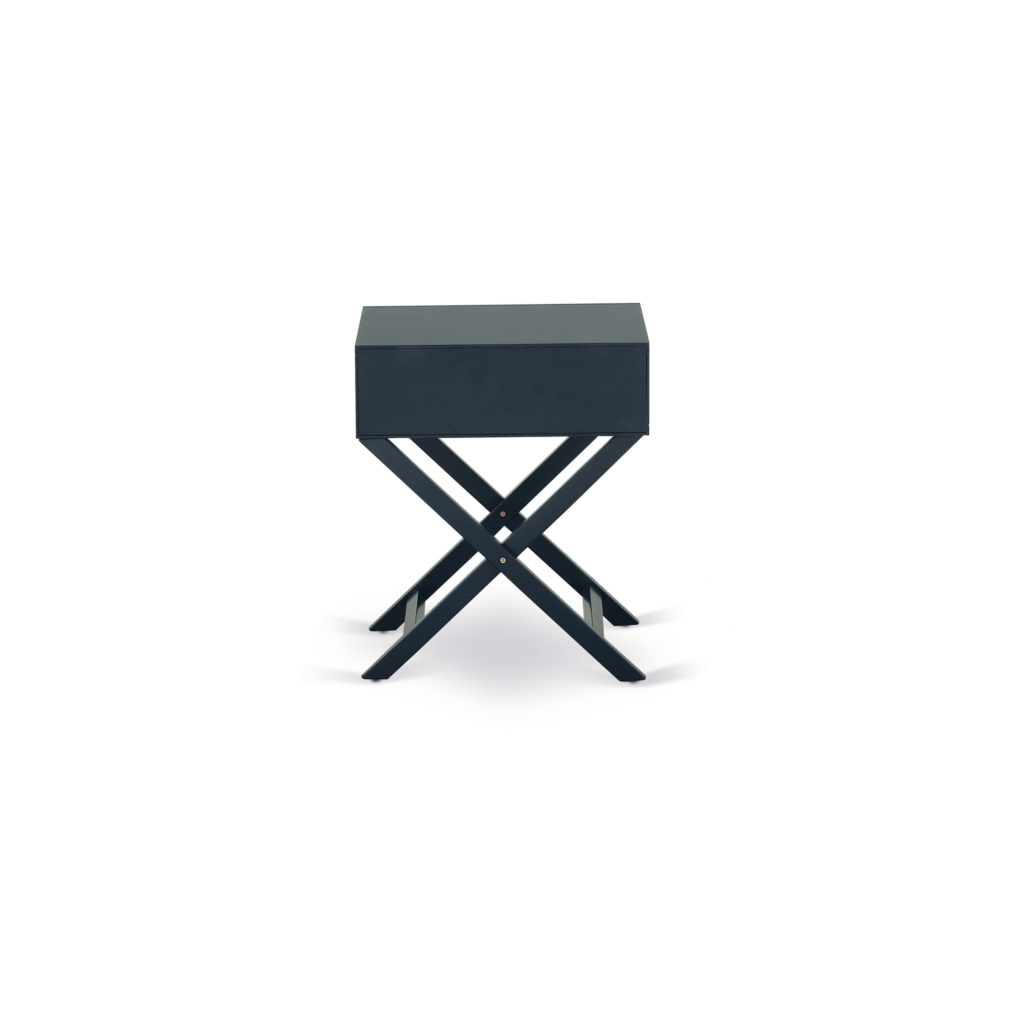 Hamilton Square Night Stand End Table With Drawer in Navy Blue Finish