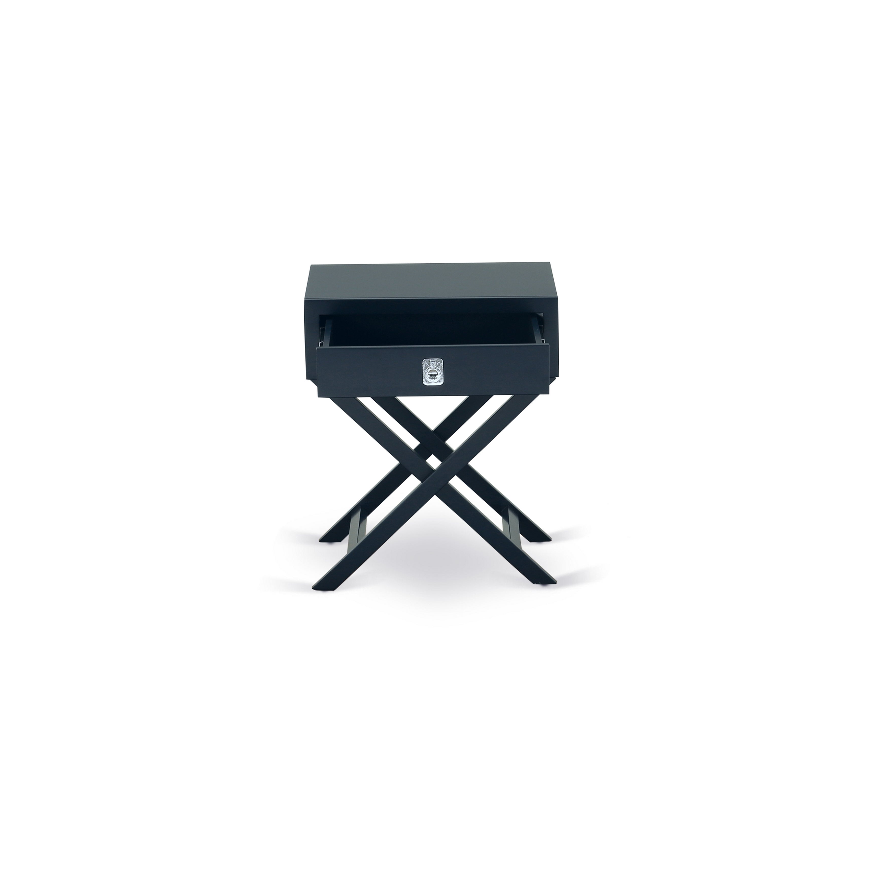 Hamilton Square Night Stand End Table With Drawer in Navy Blue Finish