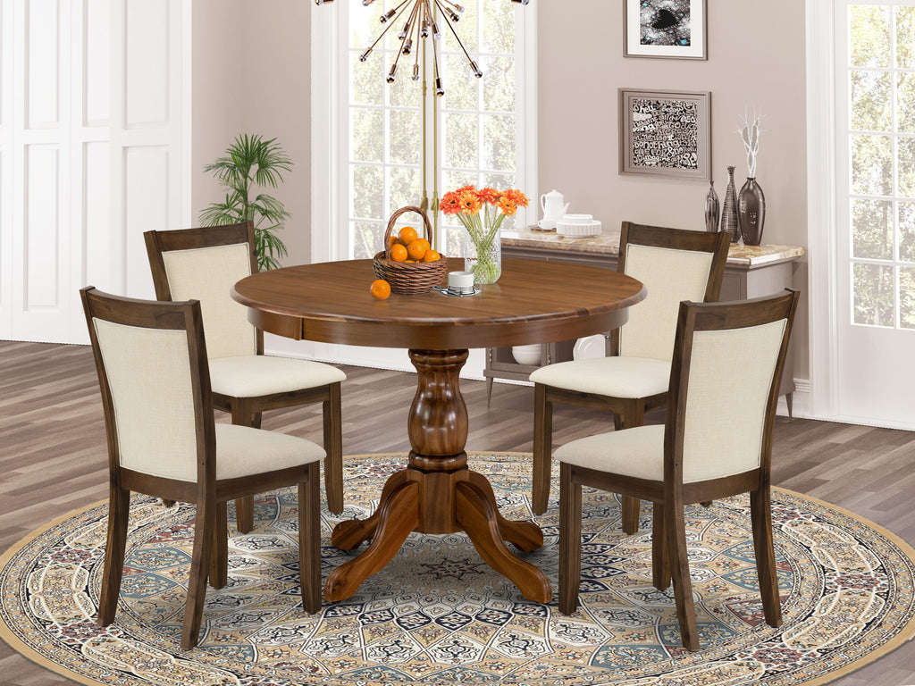 Juego de muebles de comedor de 5 piezas East West Furniture HBMZ5-AWA-32 que incluye una mesa de comedor redonda y 4 sillas Parson