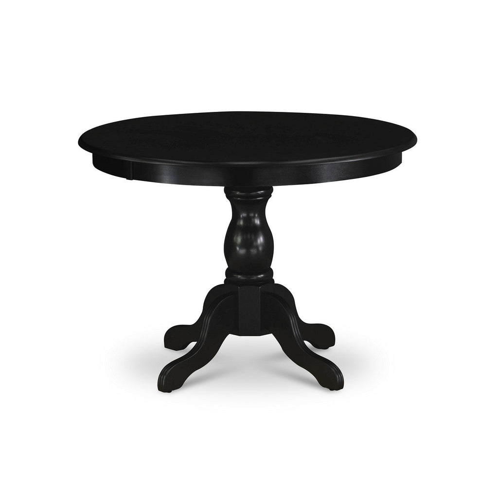 East West Furniture ANVA3-BLK-W 3 Piece Kitchen Table Set for Small Spaces Contains a Round Dining Room Table with Pedestal and 2 Dining Chairs, 36x36 Inch, Black