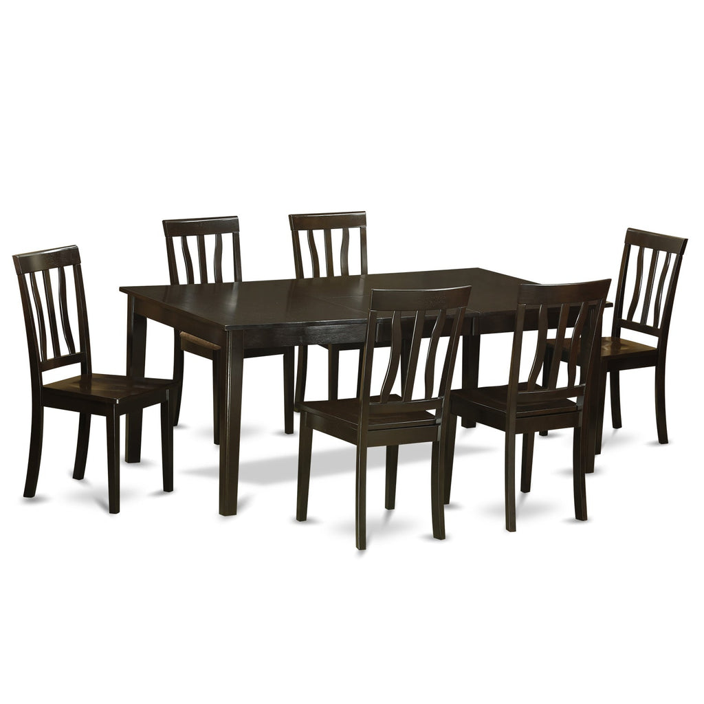 East West Furniture HEAN7-CAP-W 7 Piece Kitchen Table Set Consist of a Rectangle Dining Table with Pedestal and 6 Dining Room Chairs