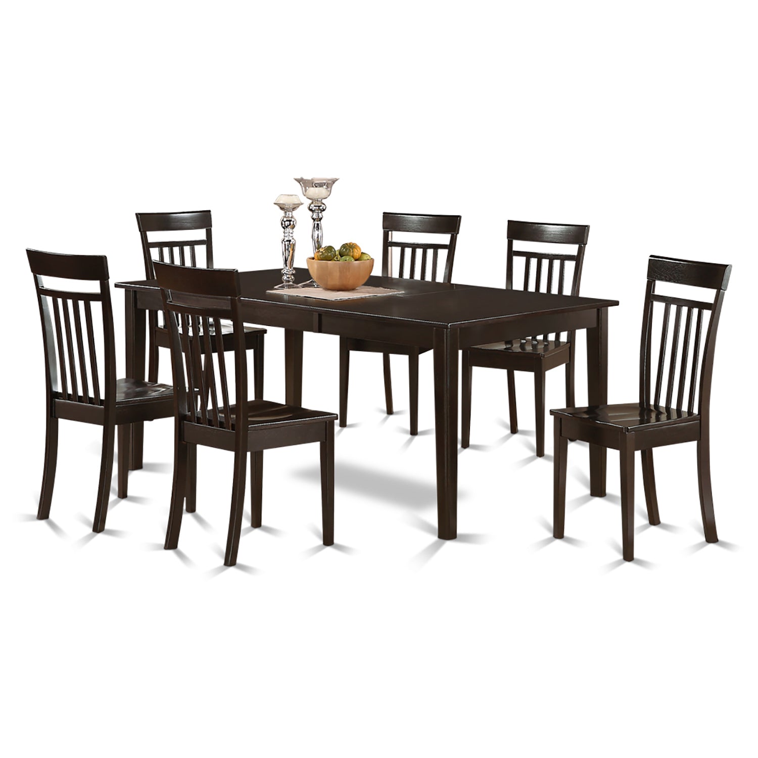 Juego de comedor East West Furniture HECA7-CAP-W de 7 piezas compuesto por una mesa de cocina rectangular con pedestal y 6 sillas de comedor.