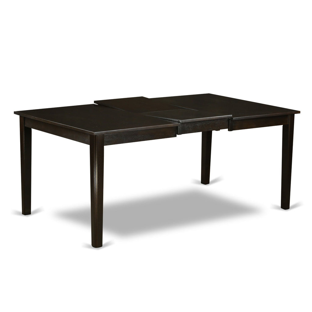 East West Furniture HET-CAP-T Henley Modern Kitchen Table - a Rectangle Dining Table Top with Butterfly Leaf, 42x72 Inch, Cappuccino