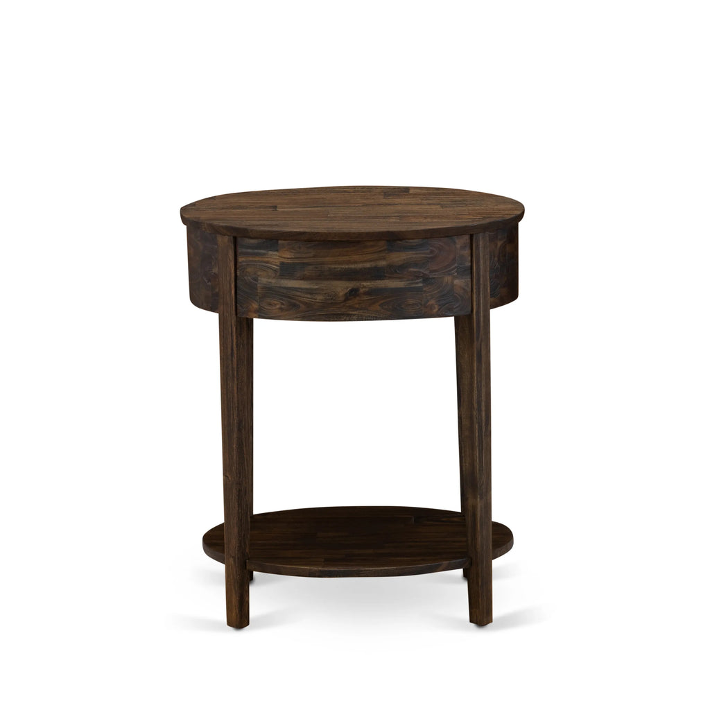 East West Furniture HI-07-ET Small End Table with 1 Wood Drawer, Stable and Sturdy Constructed - Distressed Jacobean Finish