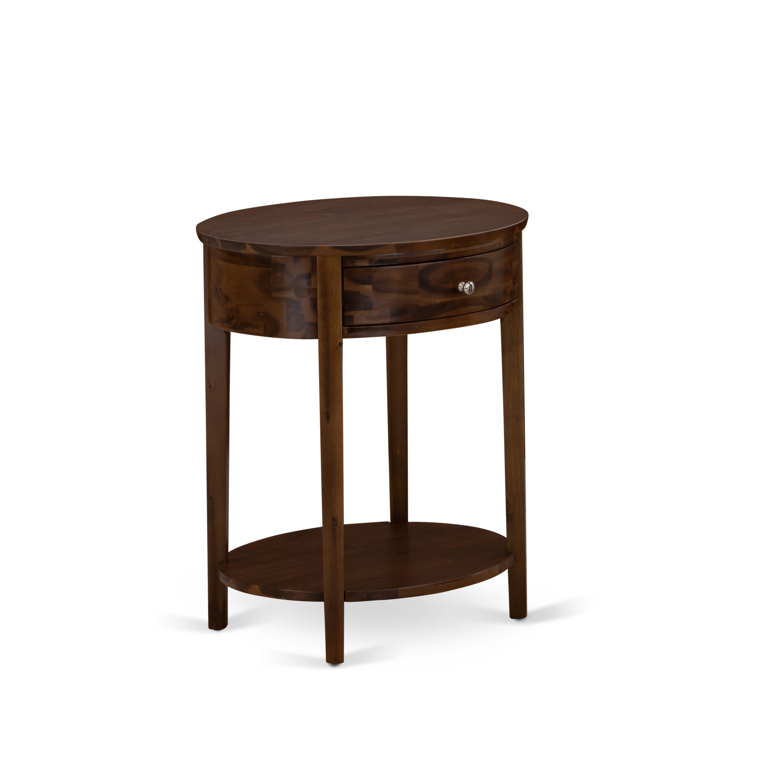 East West Furniture GB28Q-2HI08 3-Pc Platform Queen Bed Set with Button Tufted Wood Bed Frame and 2 Antique Walnut Mid Century Nightstands - Brown faux Leather with Brown Texture and Black Legs
