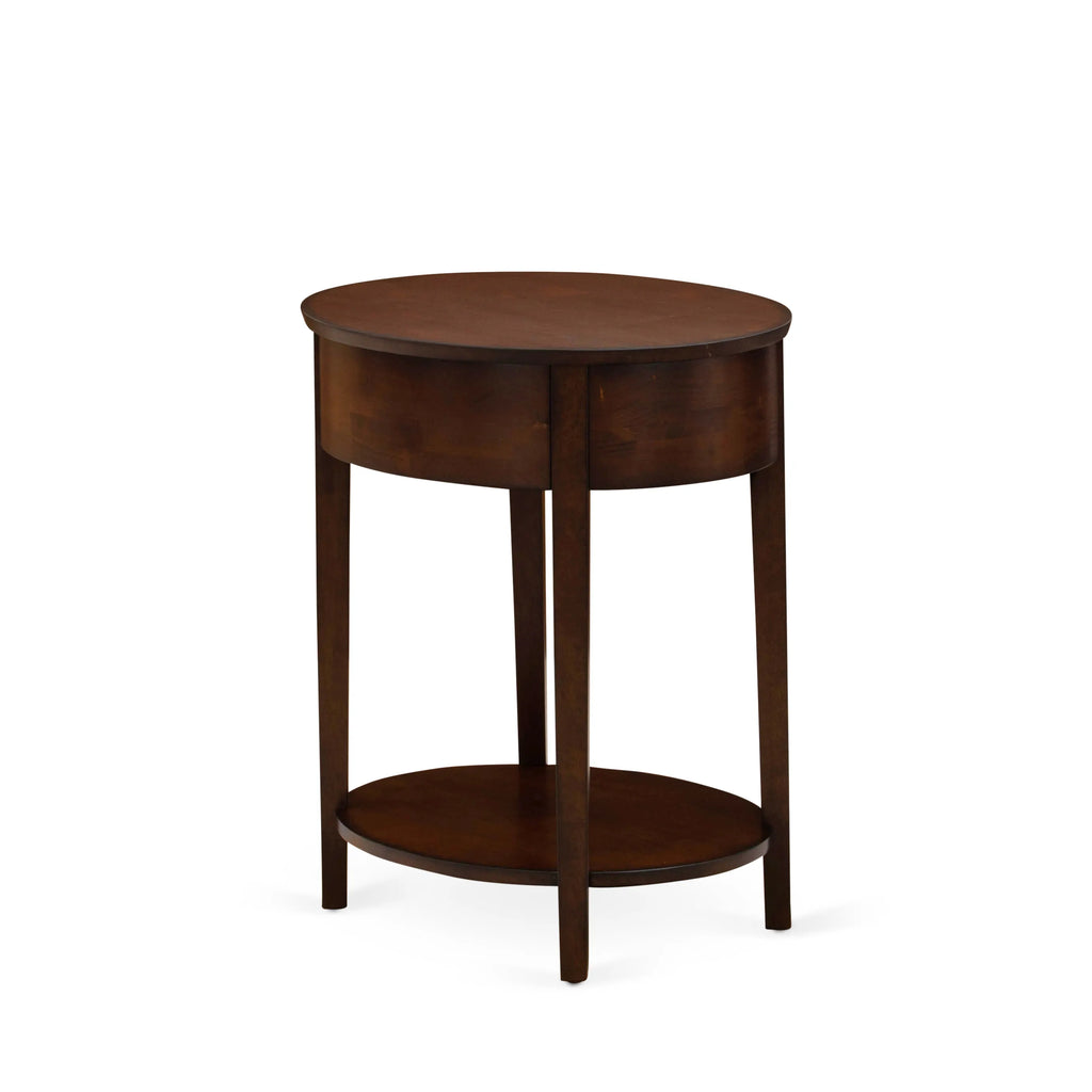 East West Furniture HI-0M-ET Wood End Table with 1 Mid Century Modern Drawer, Stable and Sturdy Constructed - Antique Mahogany Finish