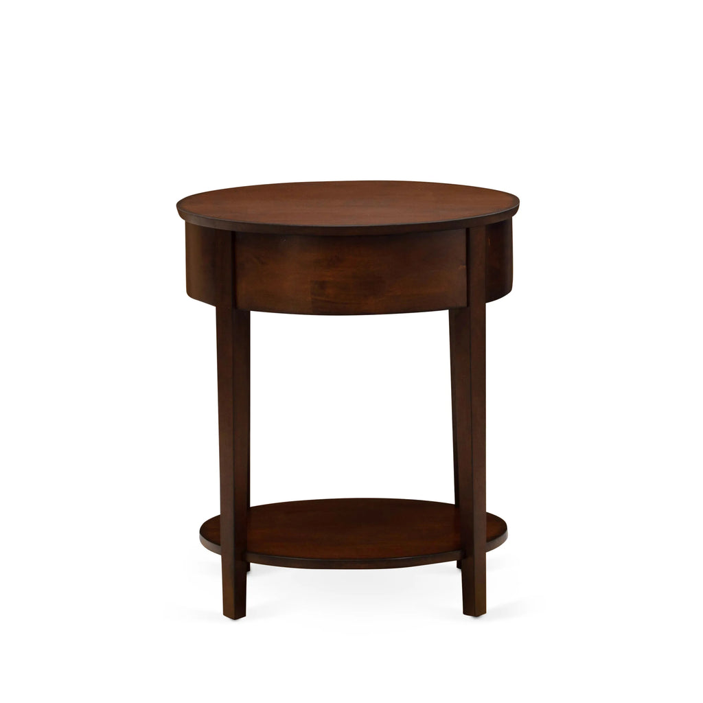 East West Furniture HI-0M-ET Wood End Table with 1 Mid Century Modern Drawer, Stable and Sturdy Constructed - Antique Mahogany Finish