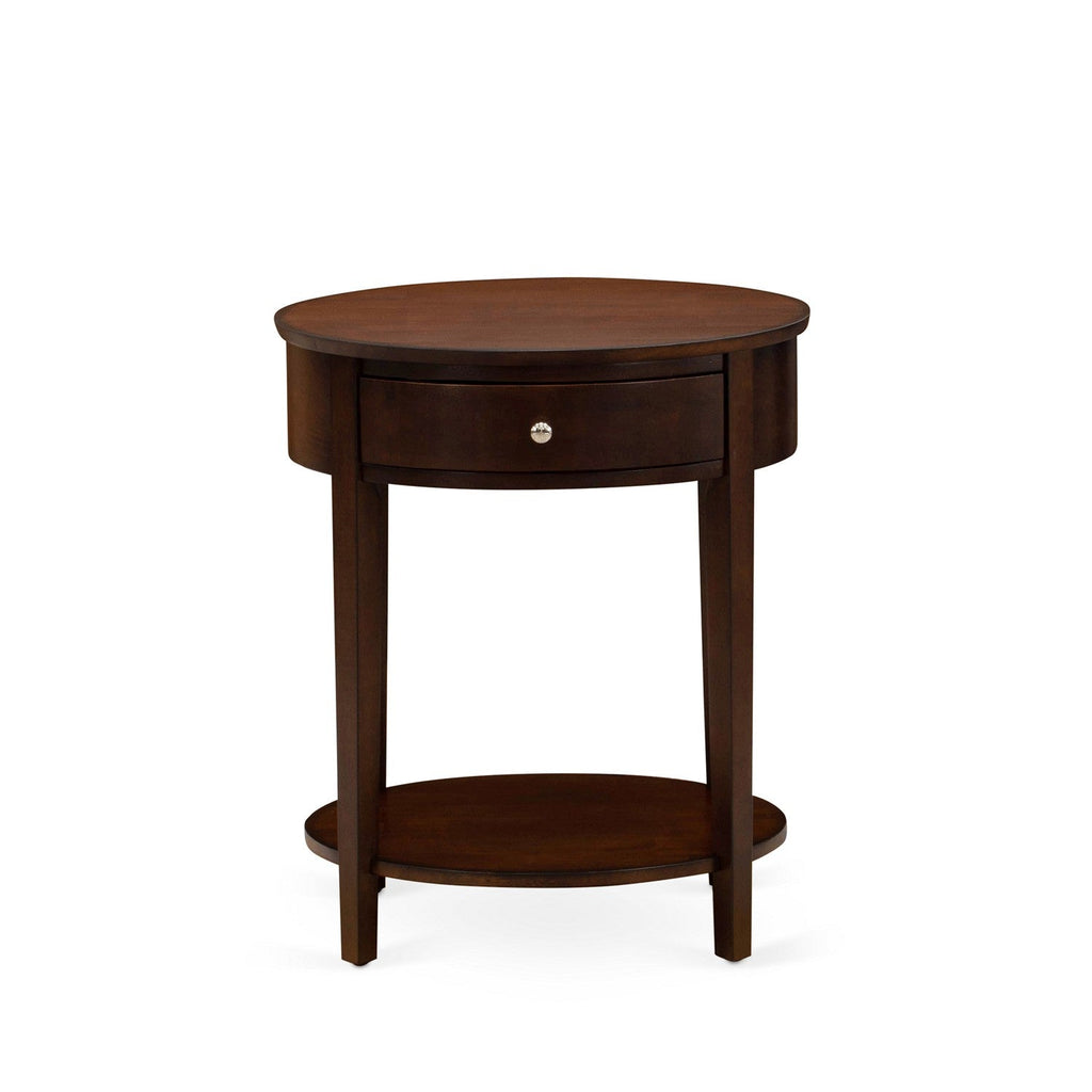 East West Furniture HI-0M-ET Wood End Table with 1 Mid Century Modern Drawer, Stable and Sturdy Constructed - Antique Mahogany Finish