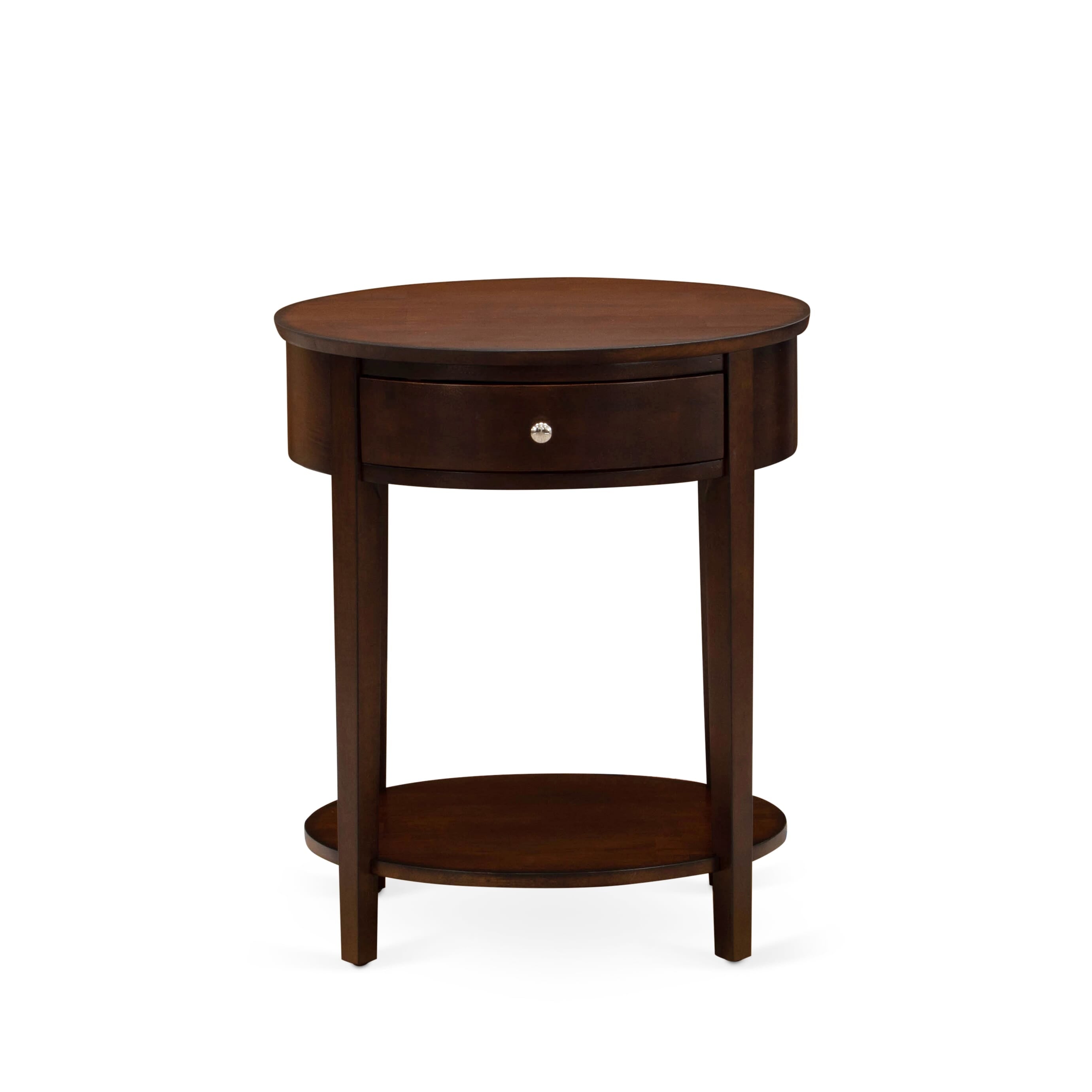 East West Furniture GB28Q-2HI0M 3-Pc Platform Queen Bed Set with Button Tufted Bedframe and 2 Antique Mahogany Mid Century Modern Nightstands - Brown faux Leather with Brown Texture and Black Legs