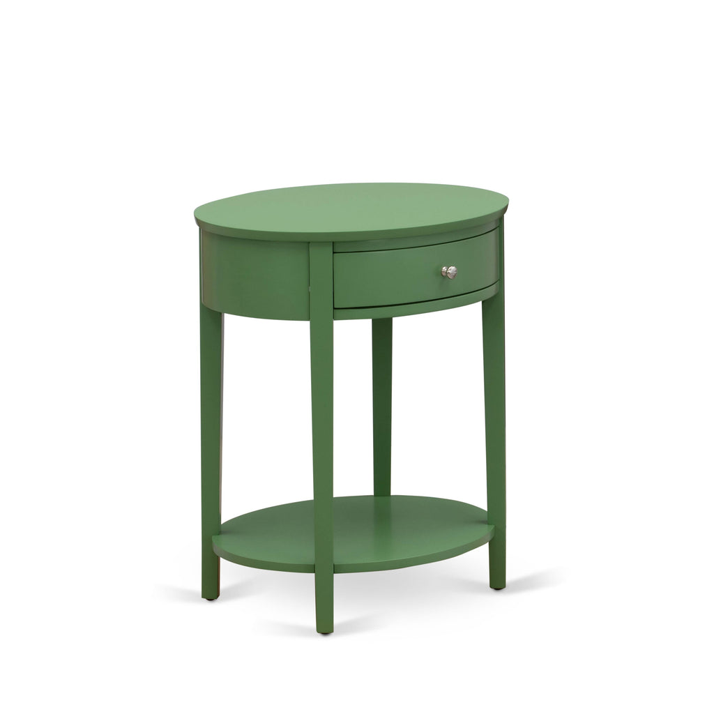 East West Furniture HI-12-ET Mid Century Modern Nightstand with 1 Wood Drawer, Stable and Sturdy Constructed - Clover Green Finish