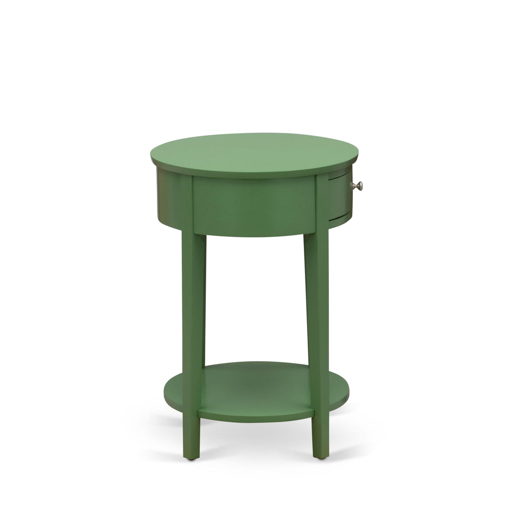 East West Furniture HI-12-ET Mid Century Modern Nightstand with 1 Wood Drawer, Stable and Sturdy Constructed - Clover Green Finish