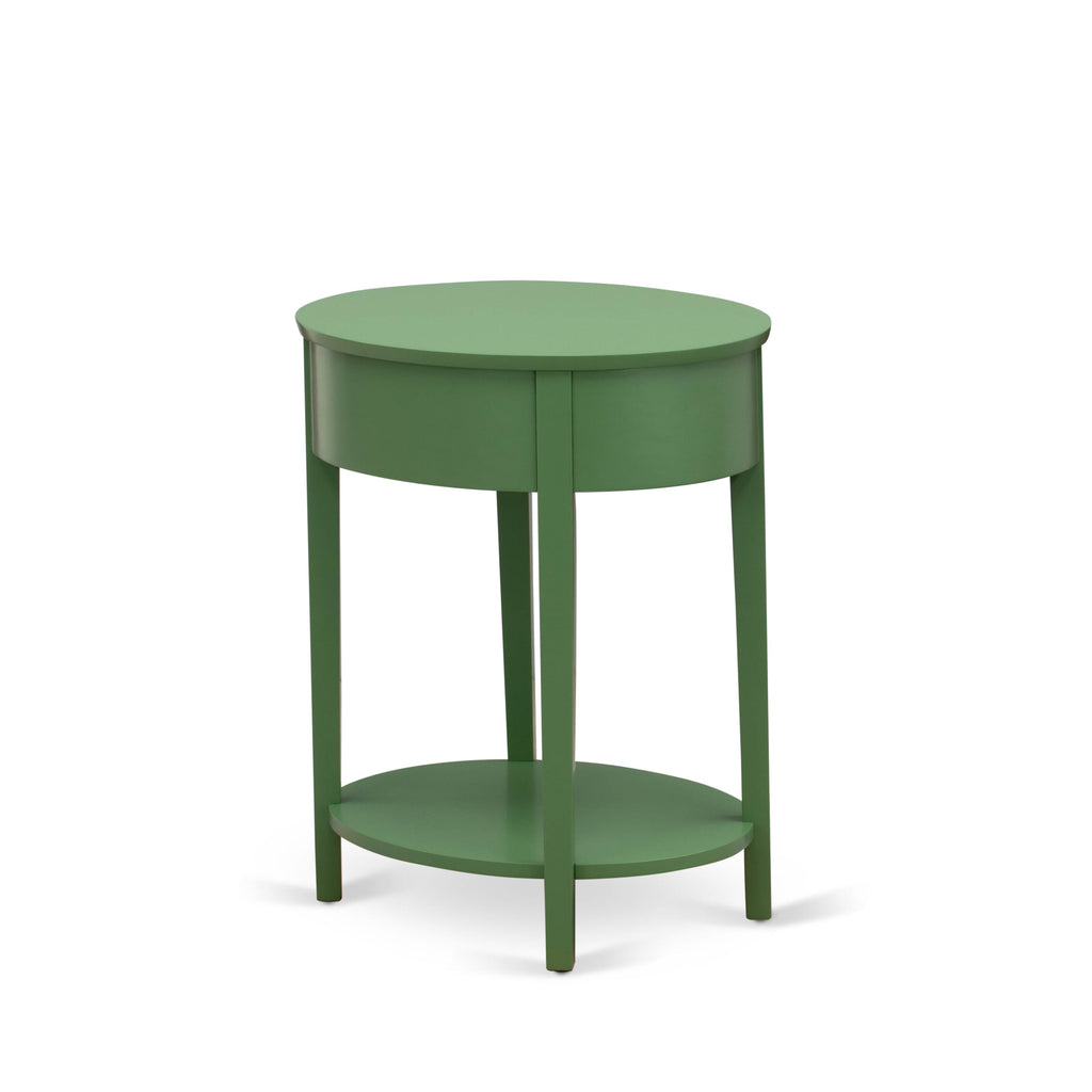East West Furniture HI-12-ET Mid Century Modern Nightstand with 1 Wood Drawer, Stable and Sturdy Constructed - Clover Green Finish