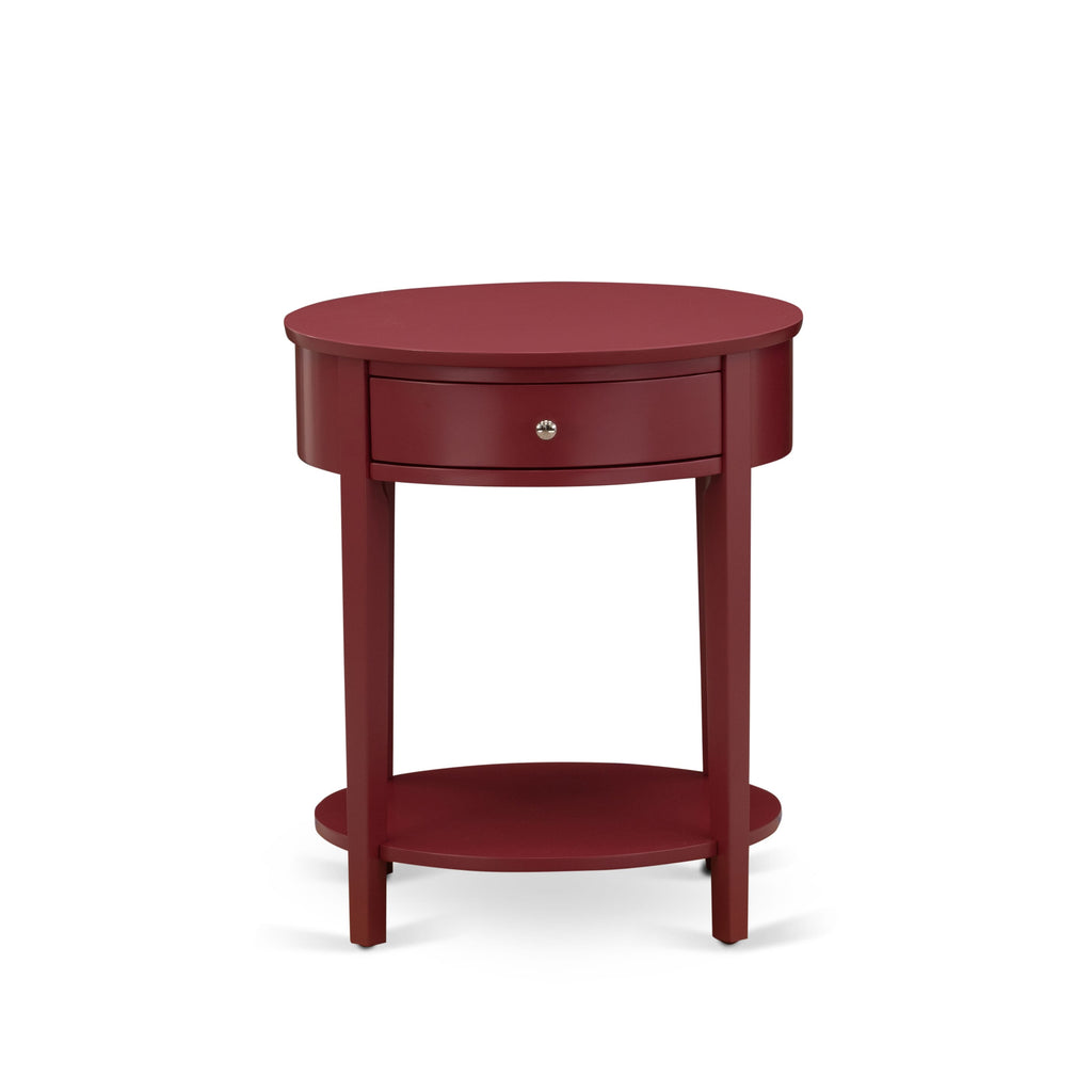 East West Furniture HI-13-ET Modern End Table with 1 Wooden Drawer, Stable and Sturdy Constructed - Burgundy Finish