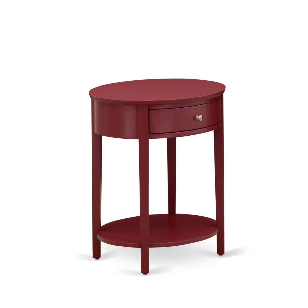 East West Furniture HI-13-ET Modern End Table with 1 Wooden Drawer, Stable and Sturdy Constructed - Burgundy Finish