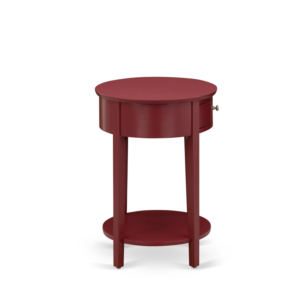 East West Furniture HI-13-ET Modern End Table with 1 Wooden Drawer, Stable and Sturdy Constructed - Burgundy Finish