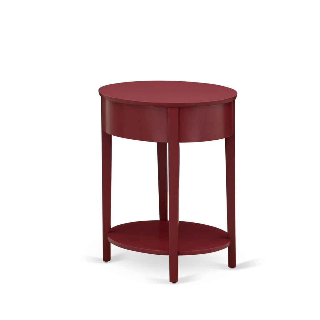 East West Furniture HI-13-ET Modern End Table with 1 Wooden Drawer, Stable and Sturdy Constructed - Burgundy Finish