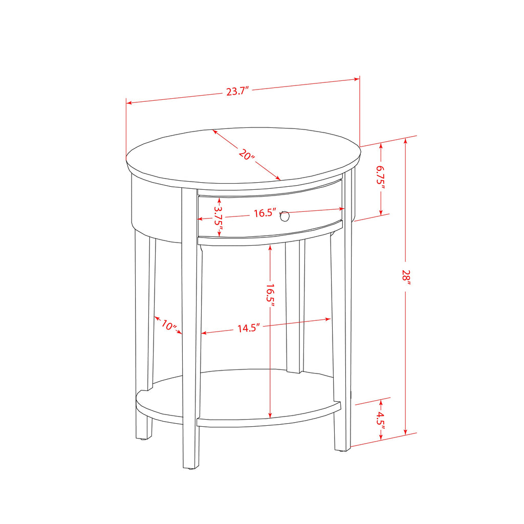 East West Furniture HI-13-ET Modern End Table with 1 Wooden Drawer, Stable and Sturdy Constructed - Burgundy Finish