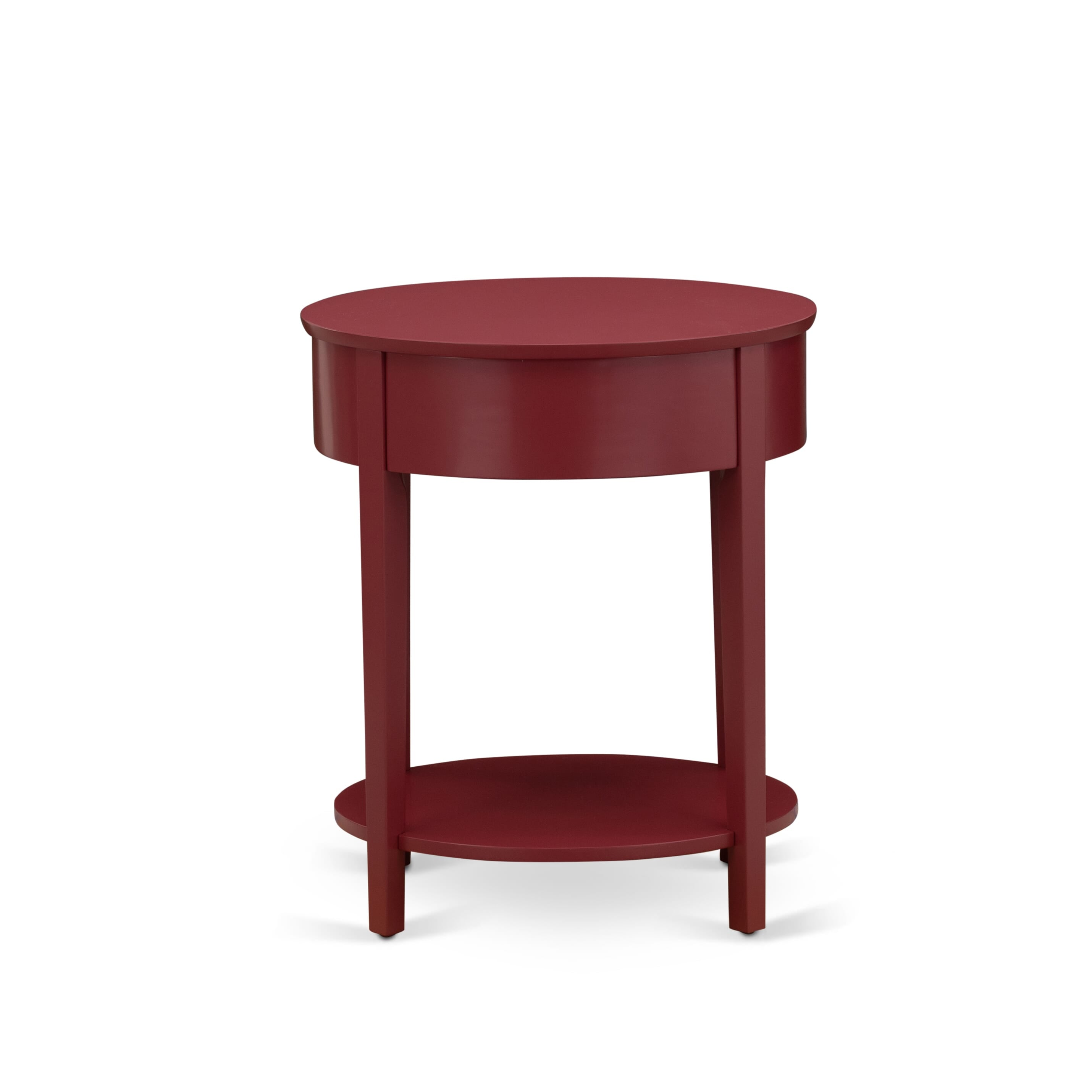 Juego de dormitorio tamaño king de 3 piezas East West Furniture NL19K-2HI13: cama con plataforma capitoné con botones, cabecera tapizada en tela de terciopelo blanco y mesita de noche con acabado burdeos.